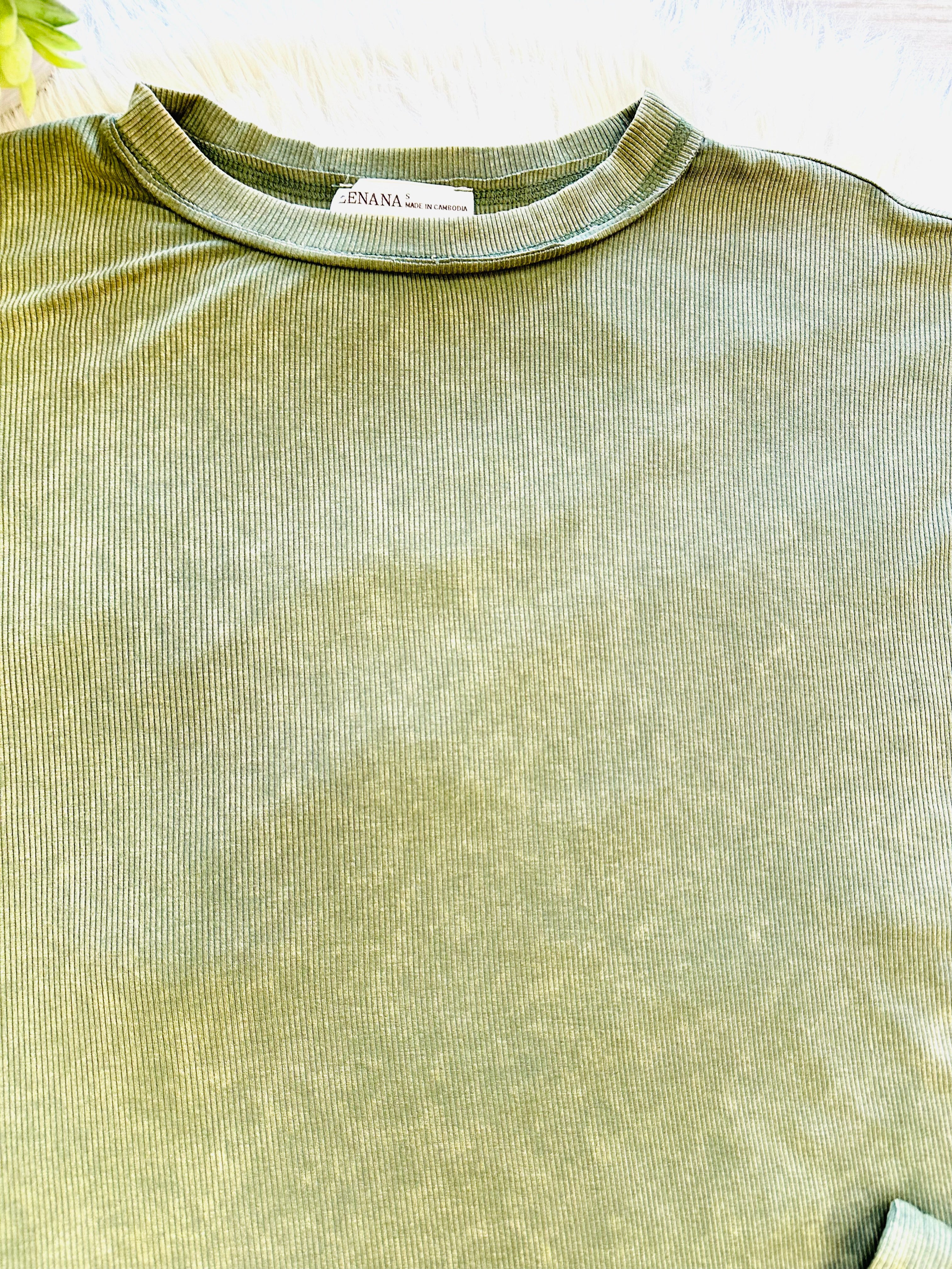 Women’s Zenana Dark Olive Acid Wash Pant Set
