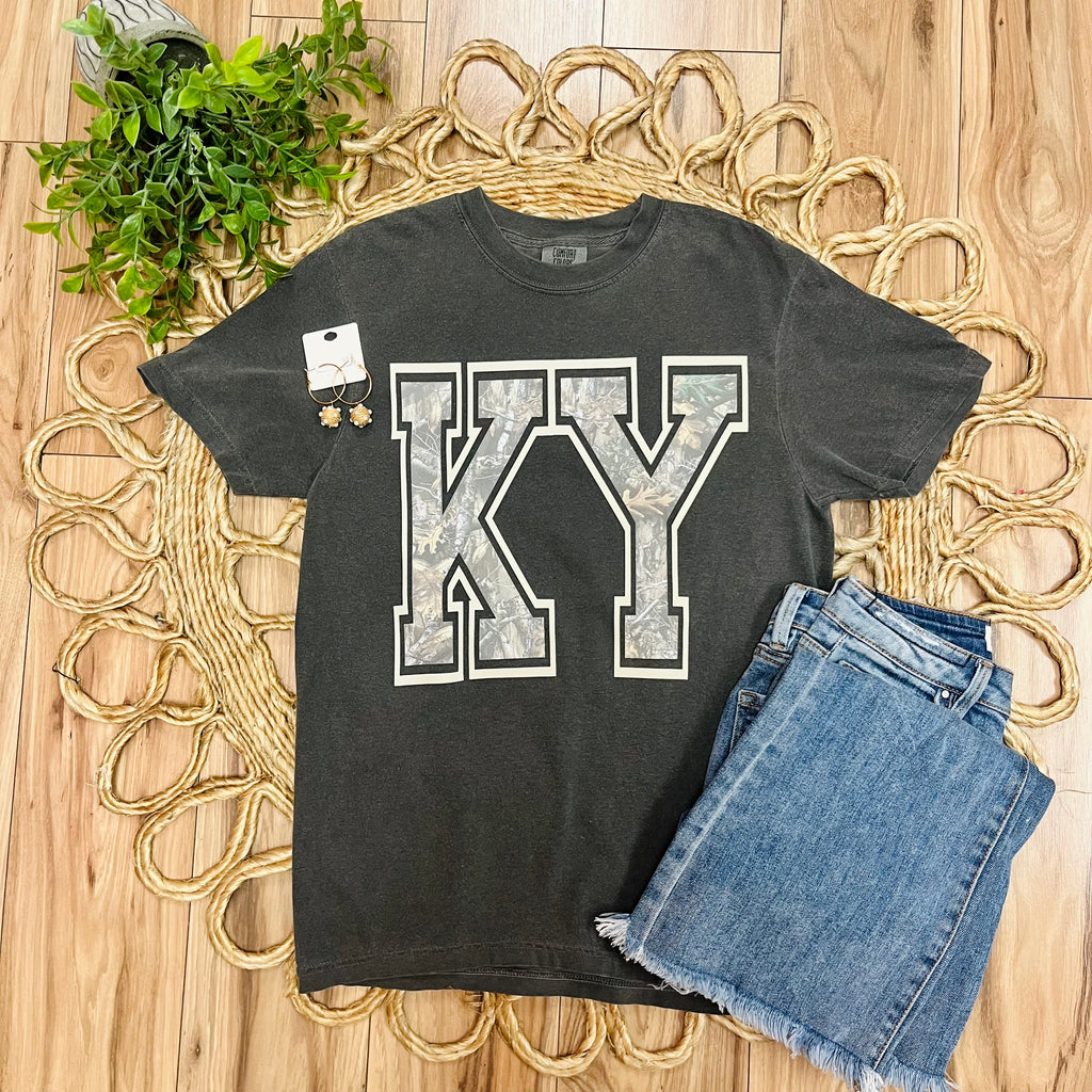 Women’s Gray Camo Print KY Tee