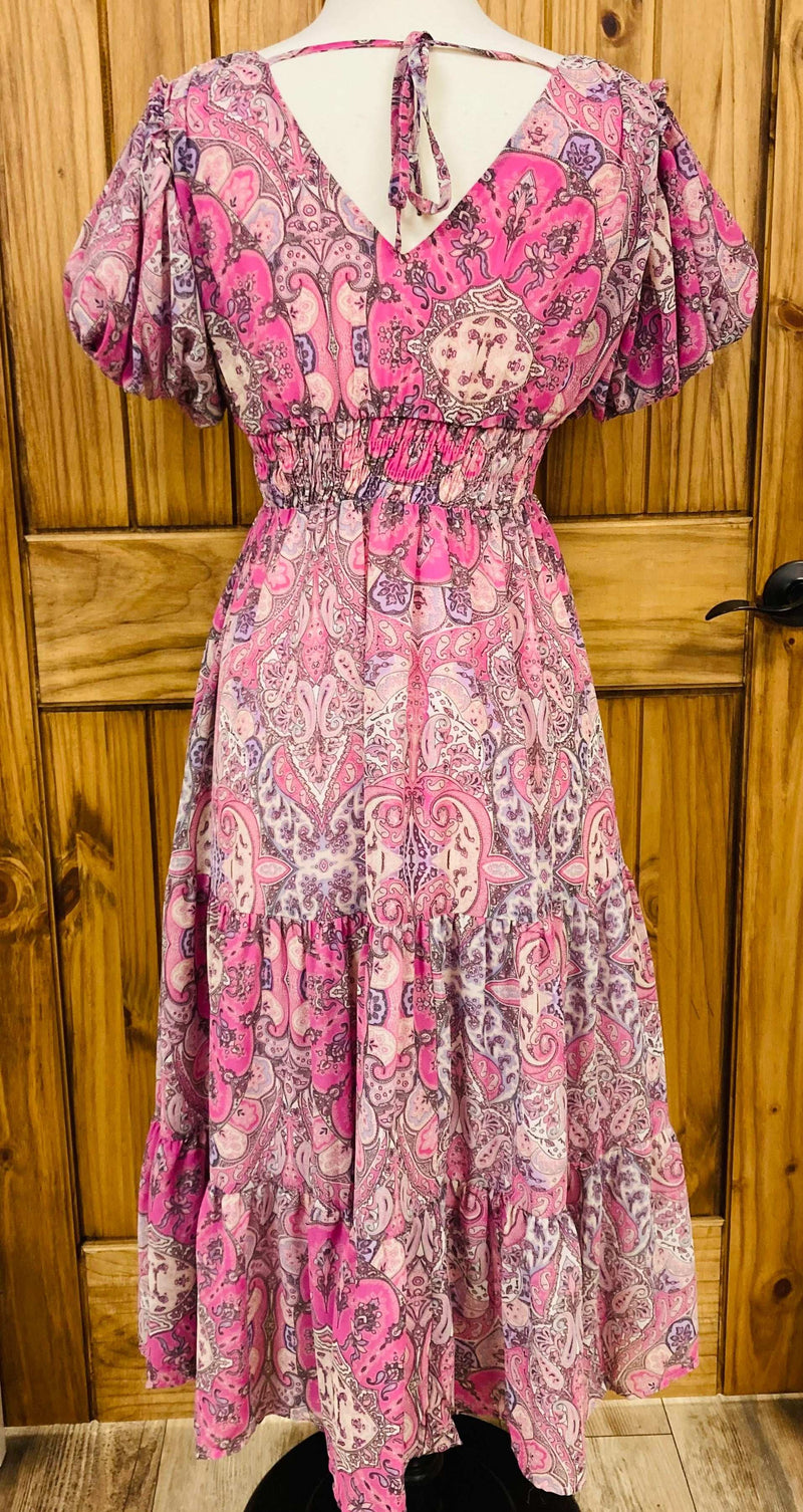 Pink Paisley Print Dress - Mini Mee Boutique