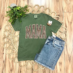 Women’s Olive Green “Mama” Cheetah Print Tee