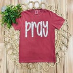 Women’s Burgundy “Pray” Tee