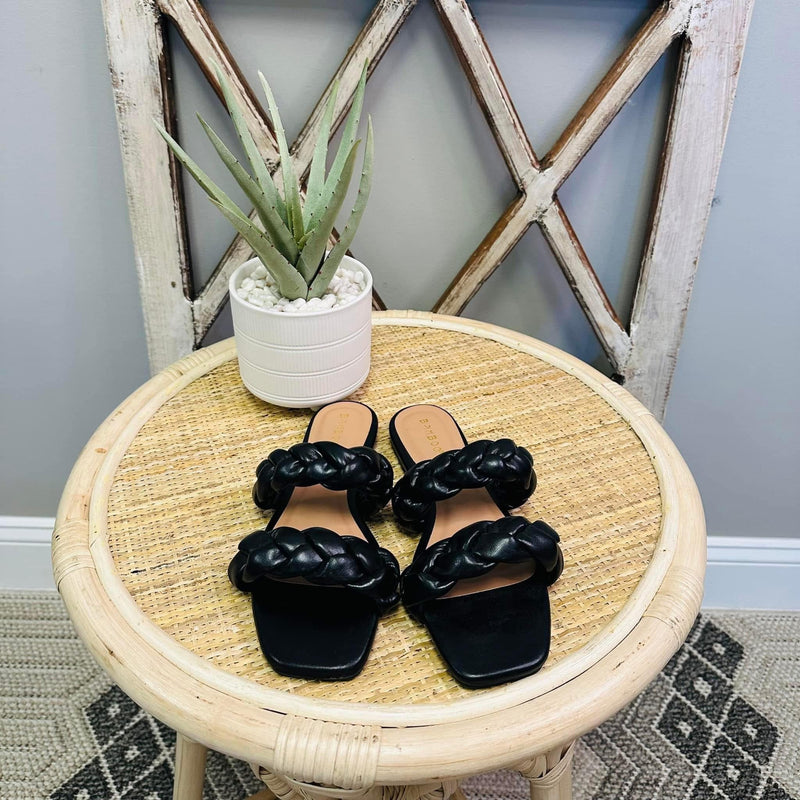 Bamboo Black Braided Sandals - Mini Mee Boutique