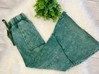 Women’s Zenana Exposed- Seam Flare Hem Pants With Pockets In Dark Green
