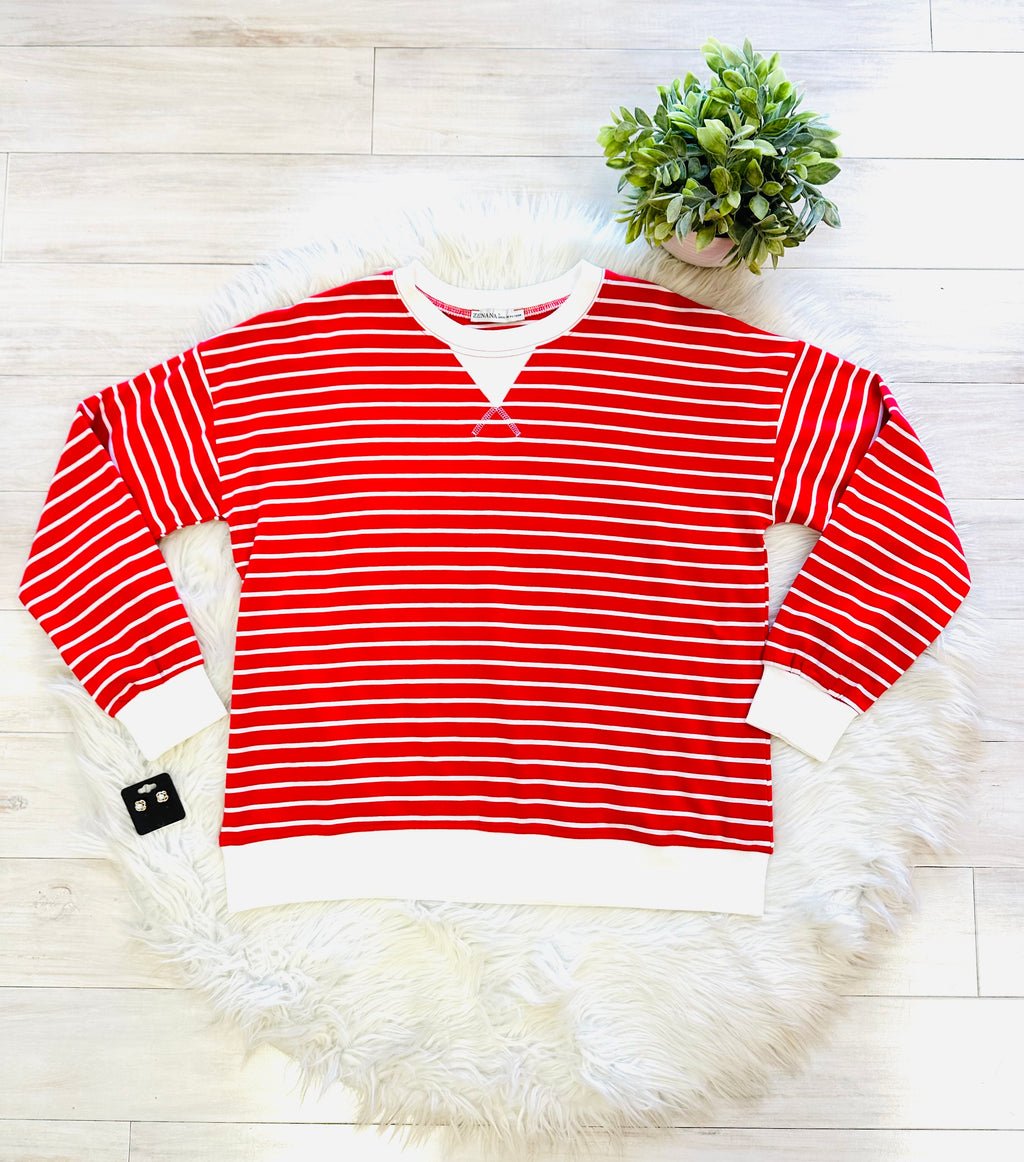 Women’s Zenana Red Striped Long Sleeve Top
