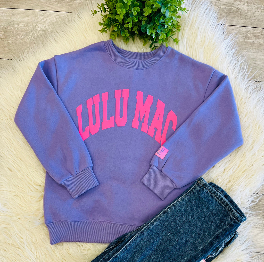 Girl’s LuLu Mac Purple With Pink Letters Sweatshirt