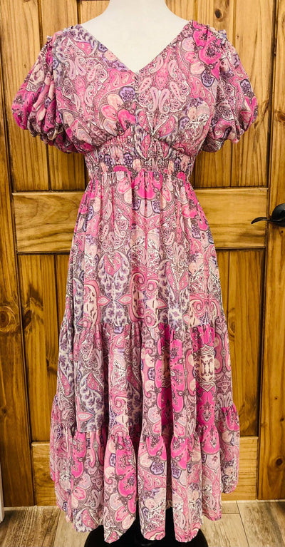 Pink Paisley Print Dress - Mini Mee Boutique