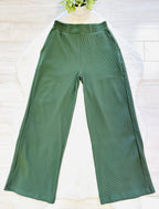 Women’s Zenana Green Ribbed Pant Set