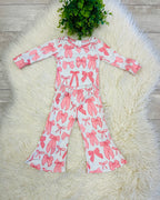 Girl’s Pink Bow Flare Leg Outfit