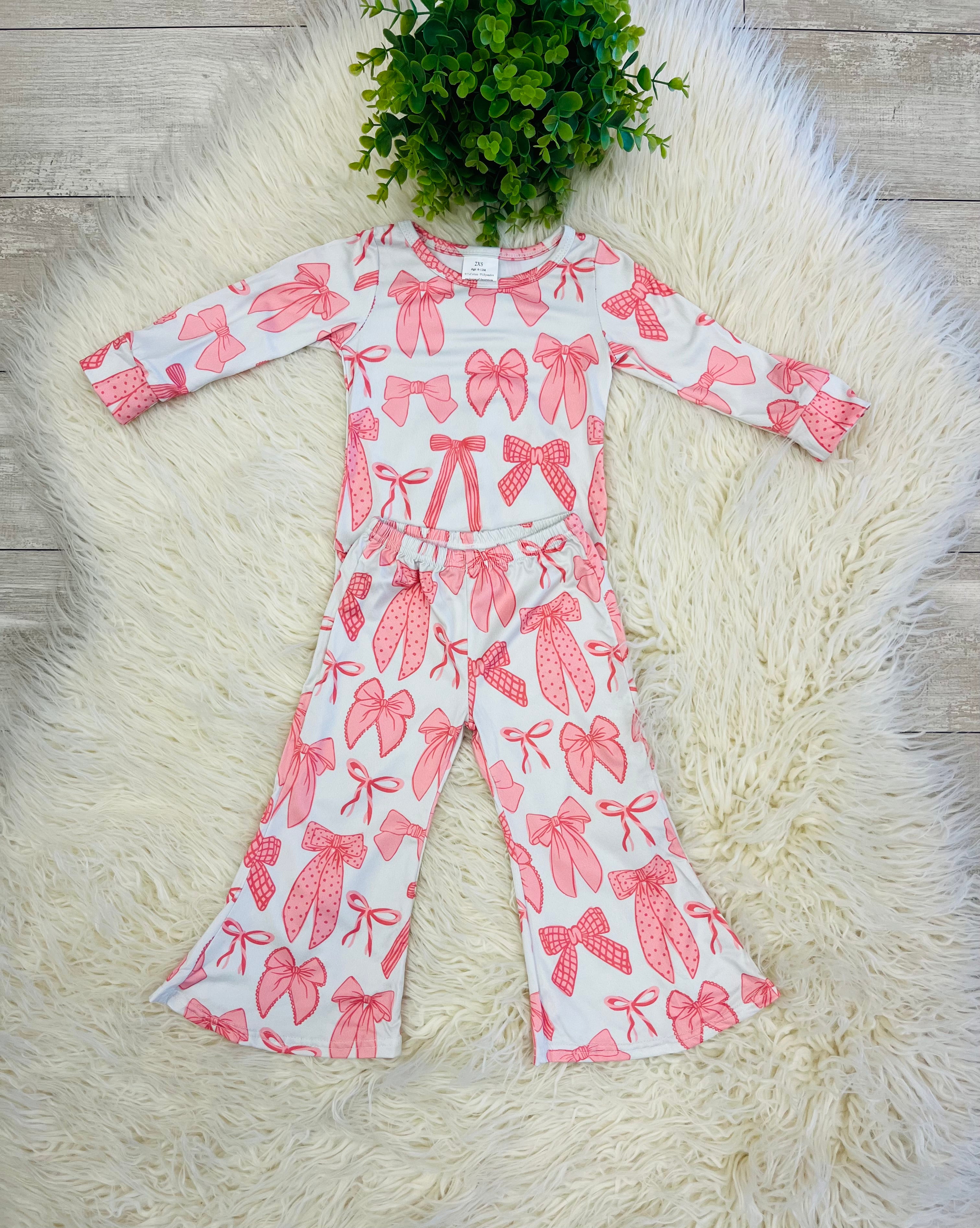 Girl’s Pink Bow Flare Leg Outfit