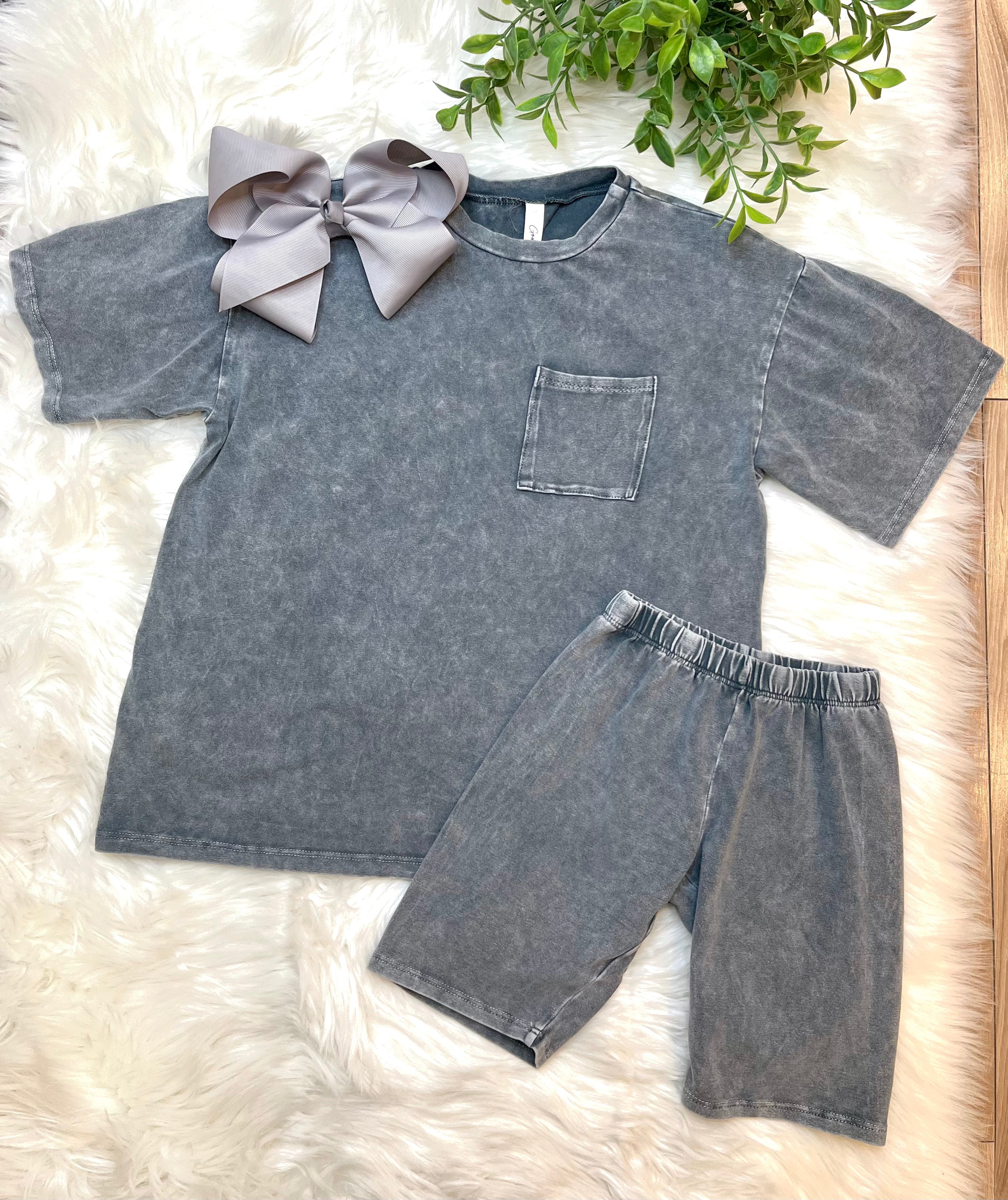 Charcoal biker short set by good girls Outfit tween