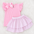 Pink Plaid Active Skort Outfit Girls