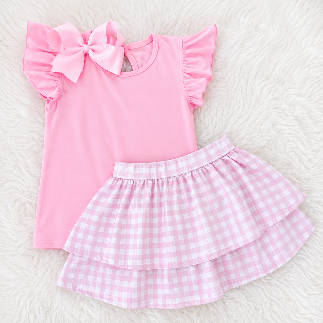 Pink Plaid Active Skort Outfit Girls