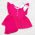Girls Pink Polka Dot Short Outfit