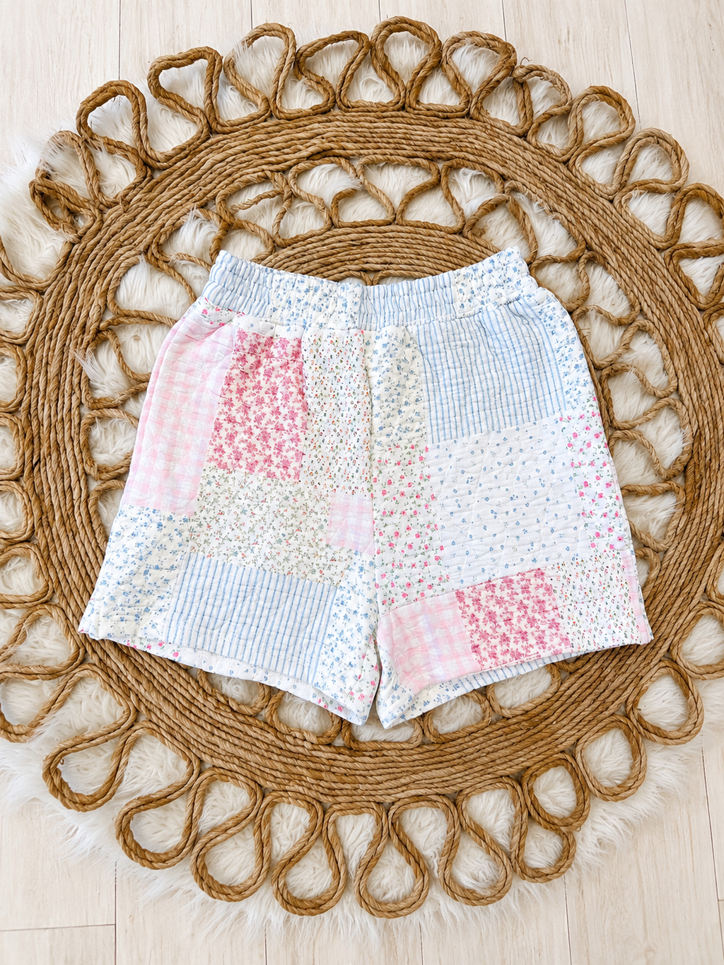Evermmee Patchwork Mockneck Pullover and Short Set Women’s