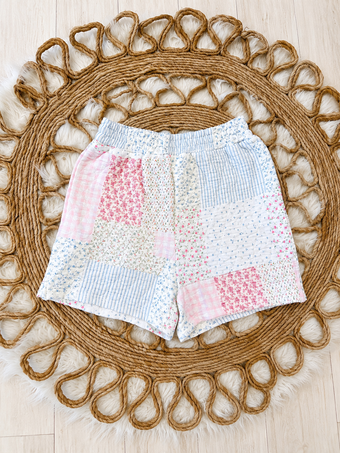 Evermmee Patchwork Mockneck Pullover and Short Set Women’s