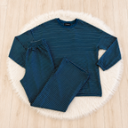 Women’s Evermmee Teal Stripe Pants Set