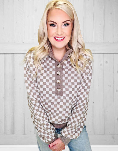 Checkered Sweater - Mini Mee Boutique