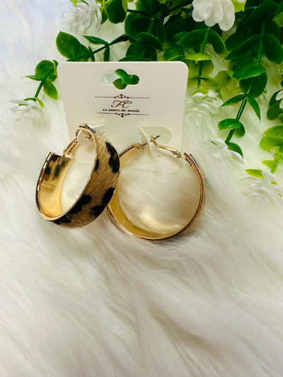 Cheetah and Gold Hoop Earrings - Mini Mee Boutique