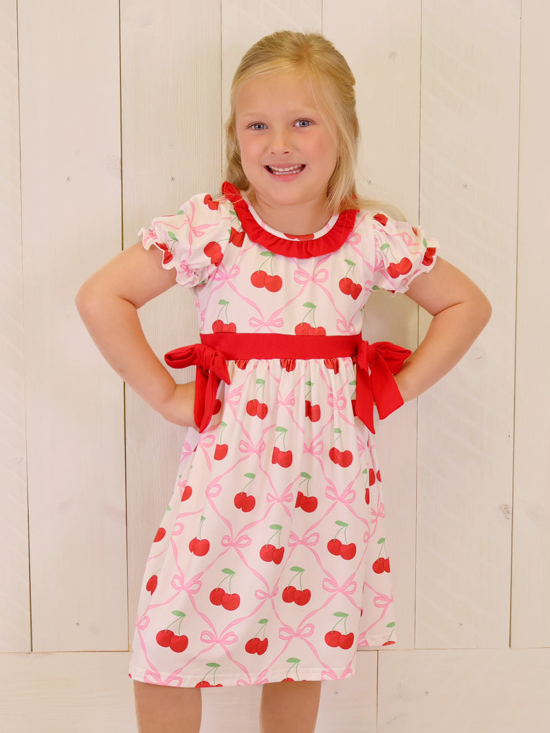 Cherry Bow Dress Girls