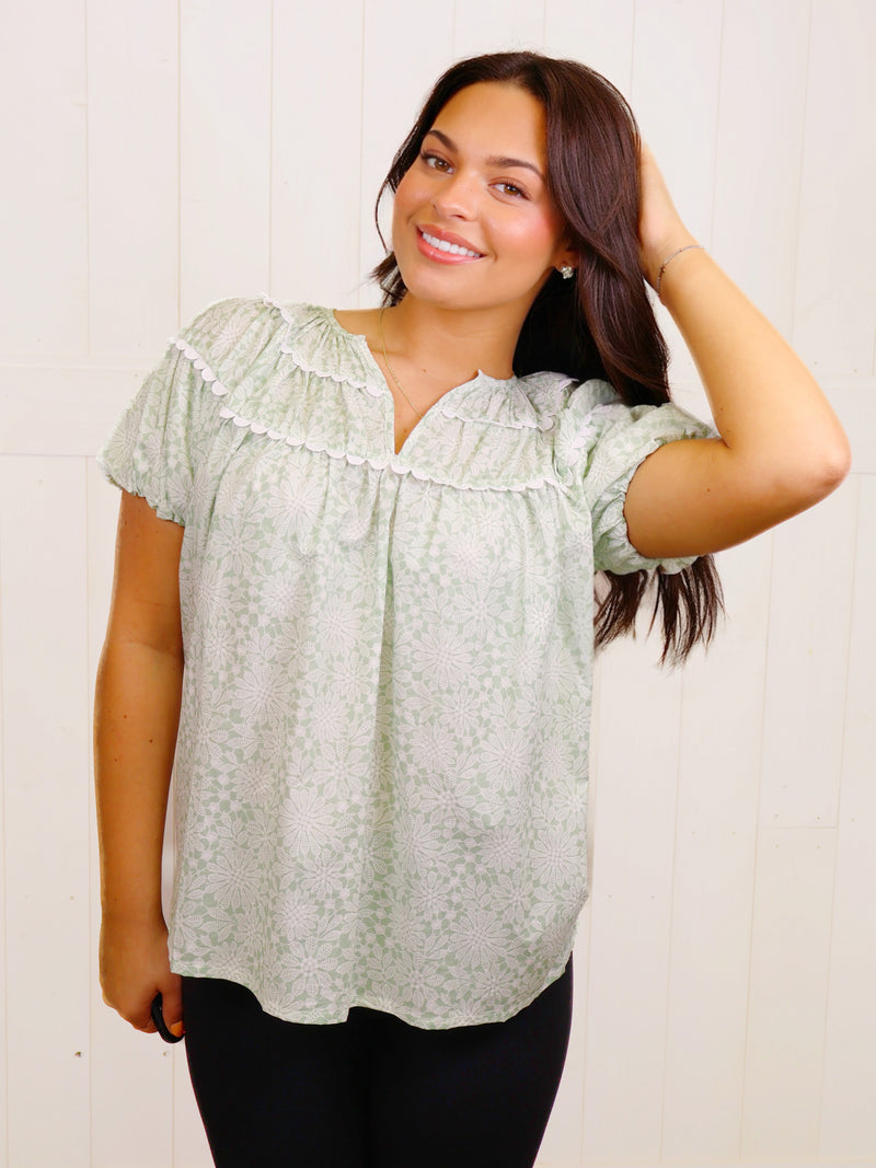 Classic Sage Puff Top by GiGio