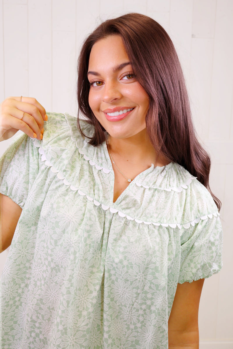 Classic Sage Puff Top by GiGio
