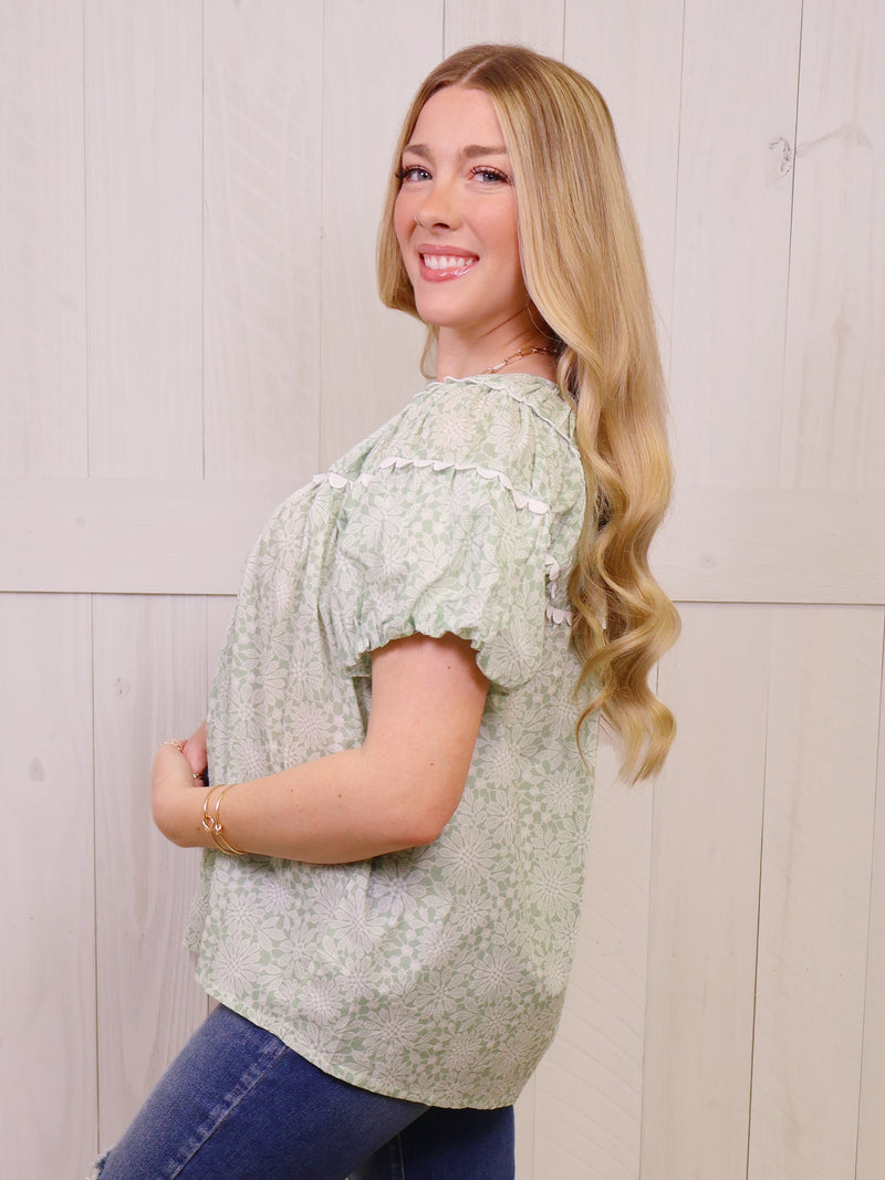 Classic Sage Puff Top by GiGio