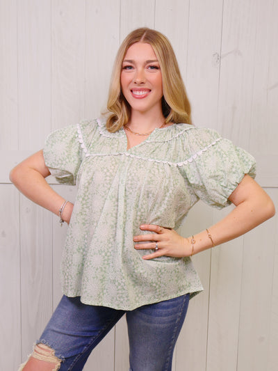 Classic Sage Puff Top by GiGio