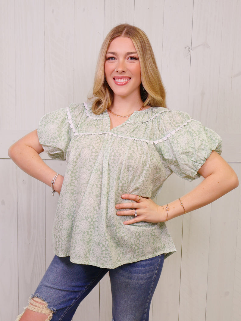 Classic Sage Puff Top by GiGio