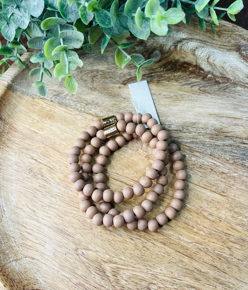Clay Beaded with Gold Bar Bracelet
