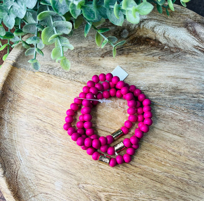 Clay Beaded with Gold Bar Bracelet