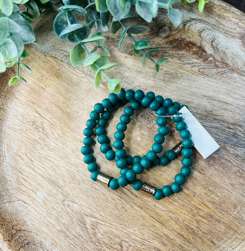 Clay Beaded with Gold Bar Bracelet