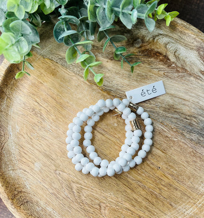Clay Beaded with Gold Bar Bracelet