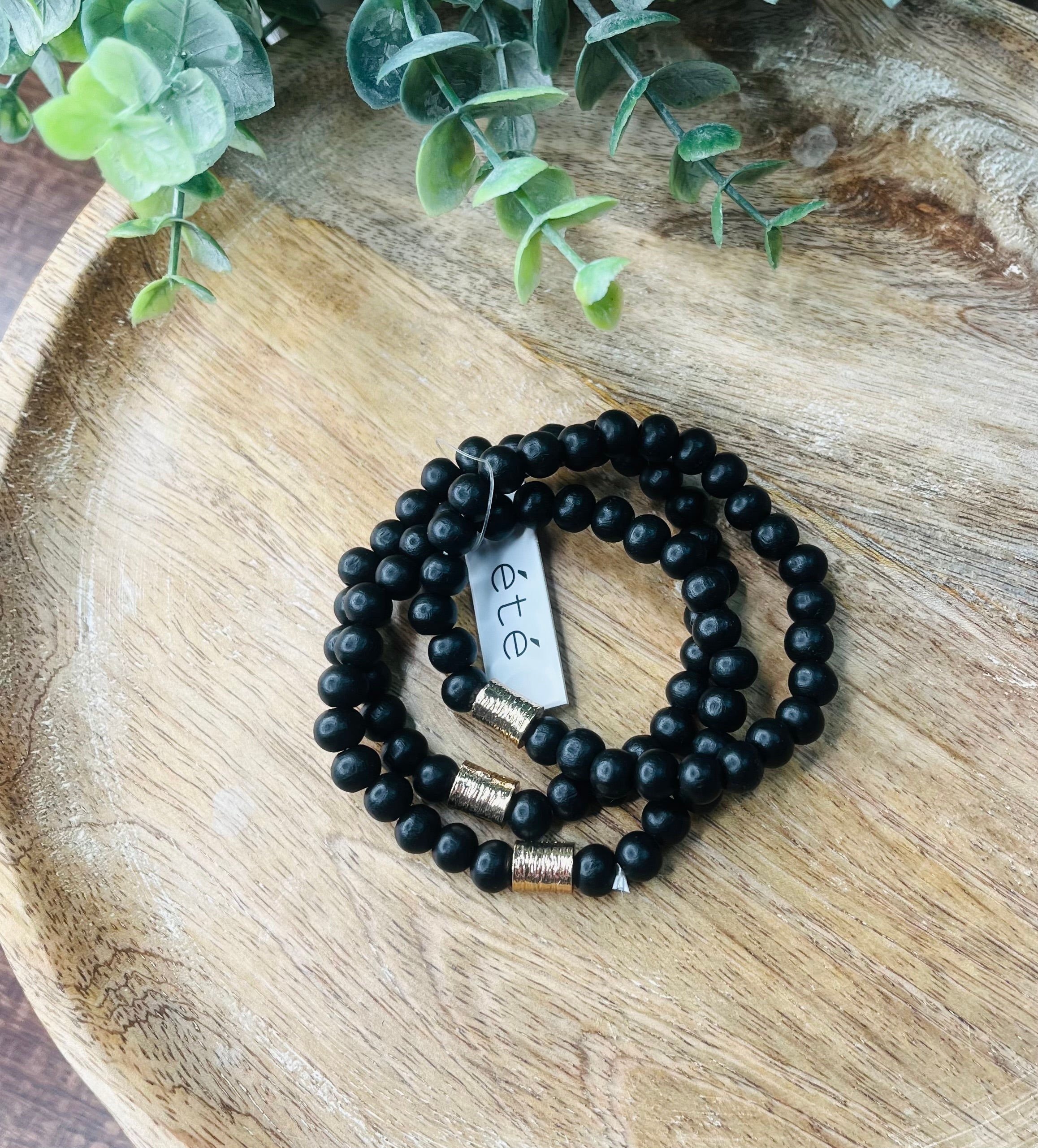 Clay Beaded with Gold Bar Bracelet women's