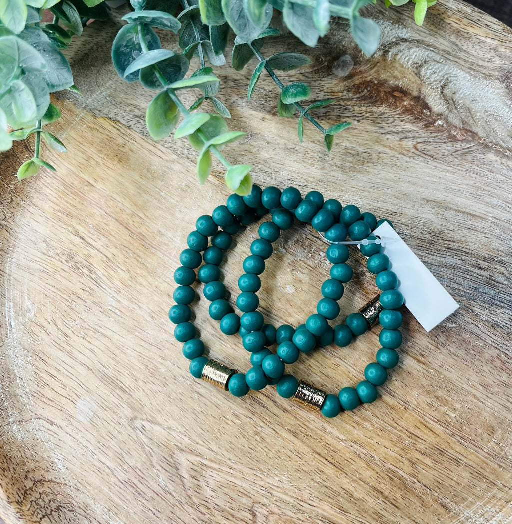 Clay Beaded with Gold Bar Bracelet women's