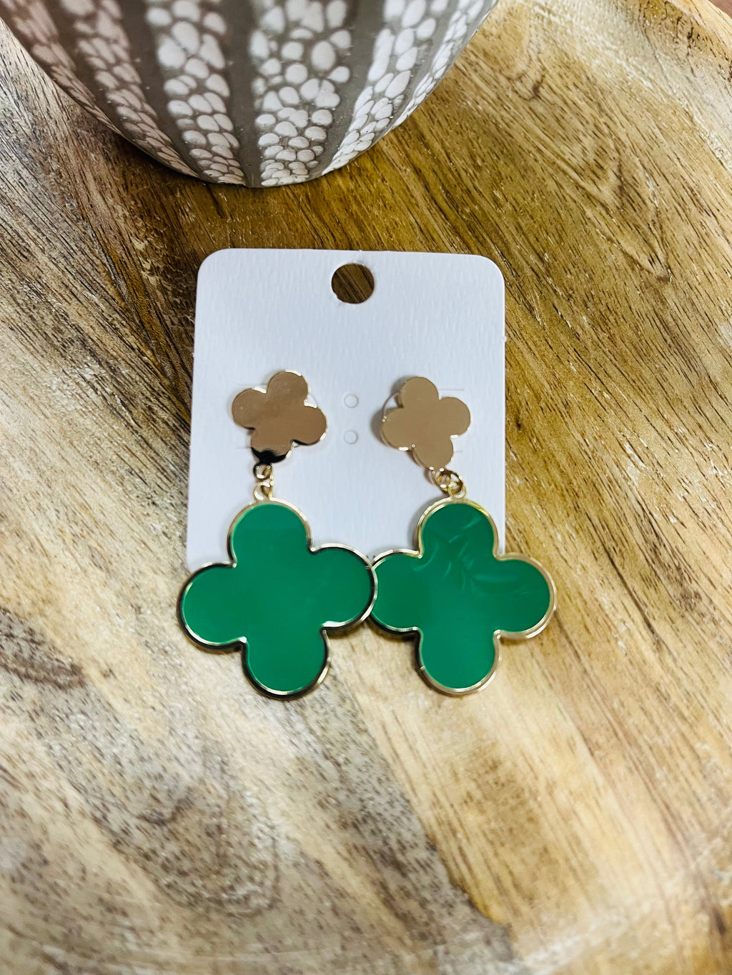 Clover Gold Dangle Earrings