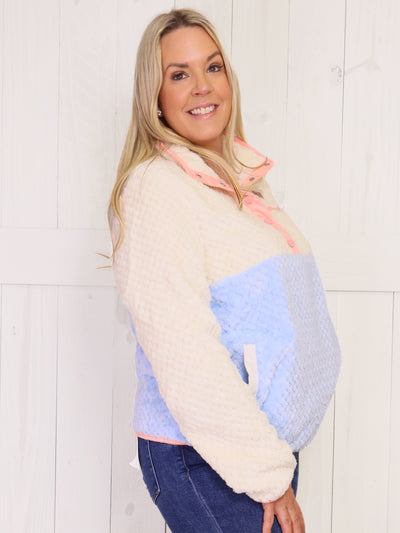 Color Block Simply Southern Sherpa Pullover Sweater