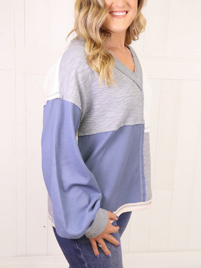 Color Block V Neck Sweater Top