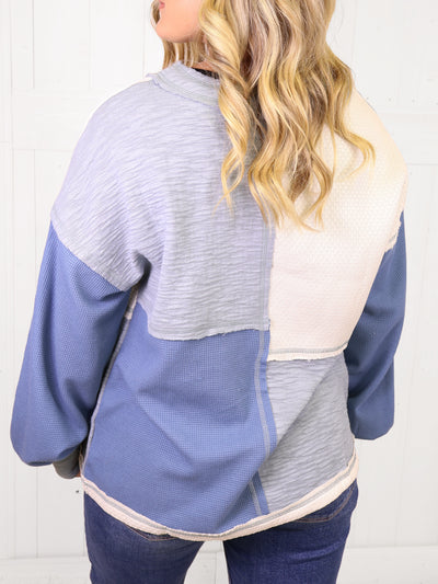 Color Block V Neck Sweater Top