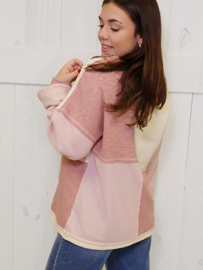 Color Block V Neck Sweater Top