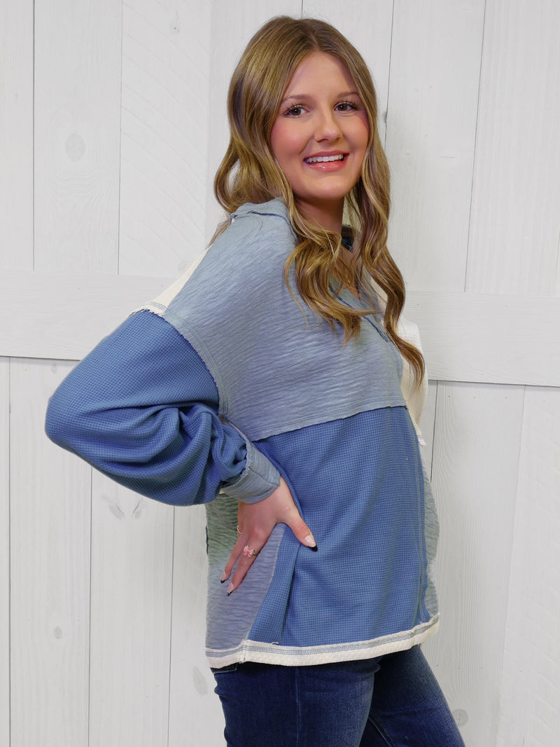 Color Block V Neck Sweater Top