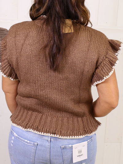 Crochet Floral Ruffled Knit Cardigan Sweater