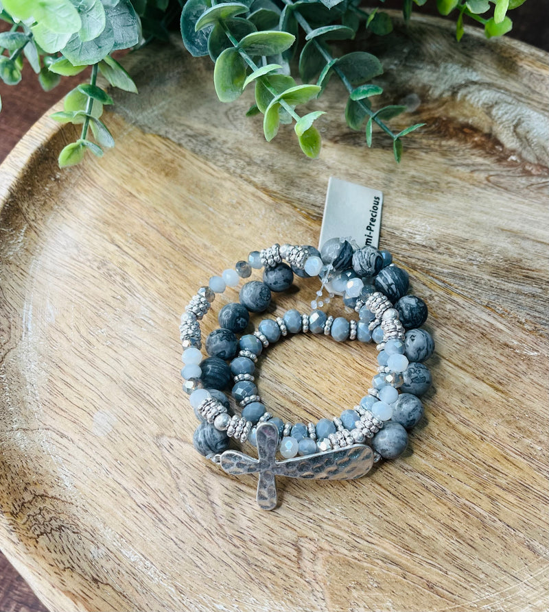 Cross Stackable Beaded Bracelet