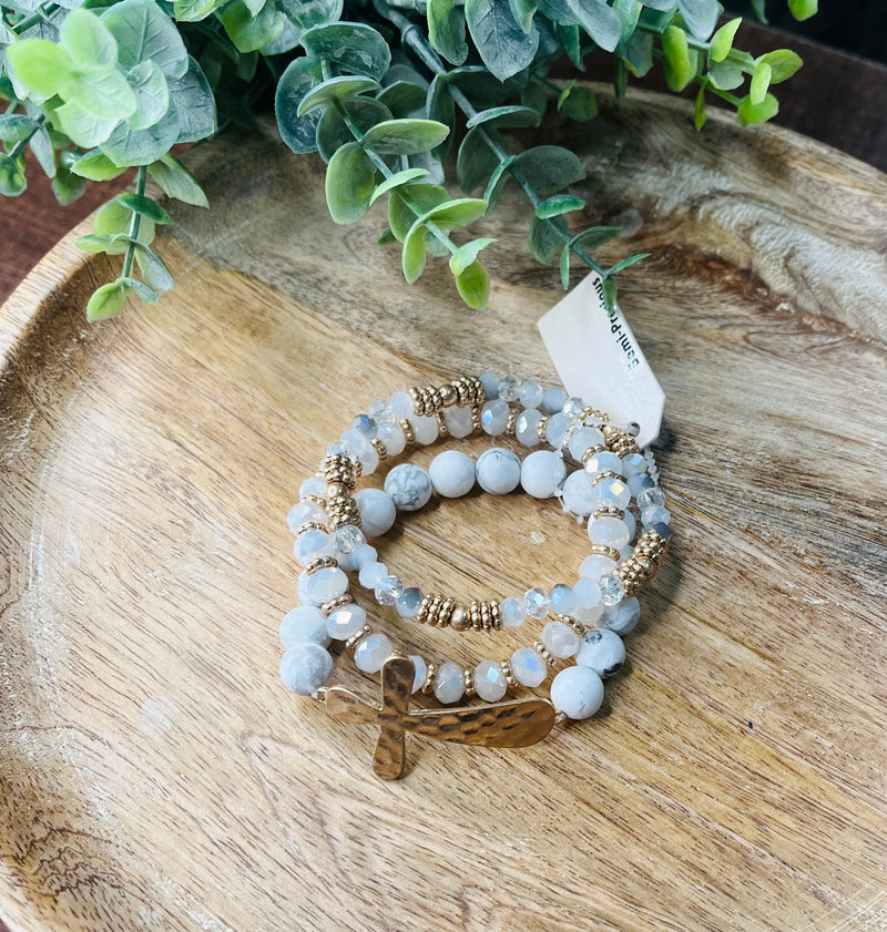 Cross Stackable Beaded Bracelet