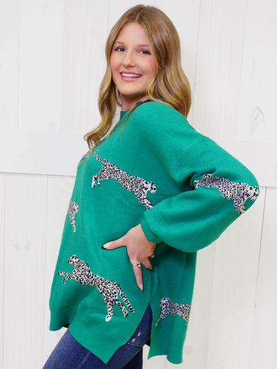 Curvy Cheetah Printed Sweater Pullover Top