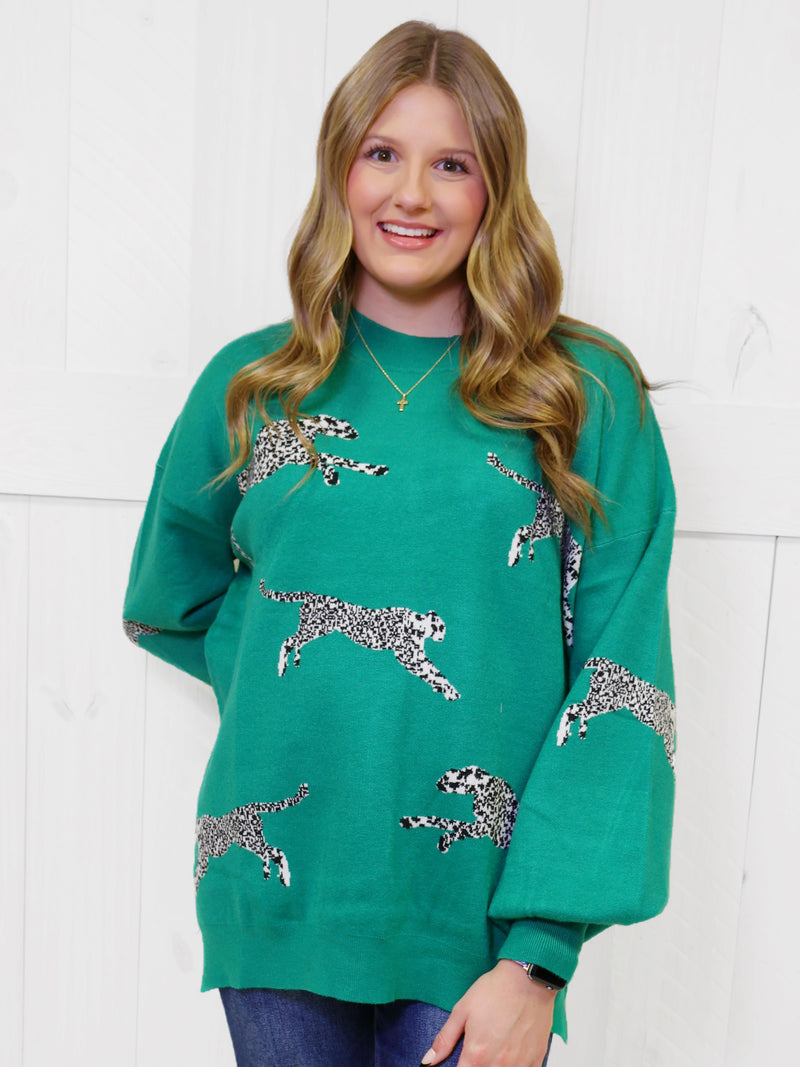 Curvy Cheetah Printed Sweater Pullover Top