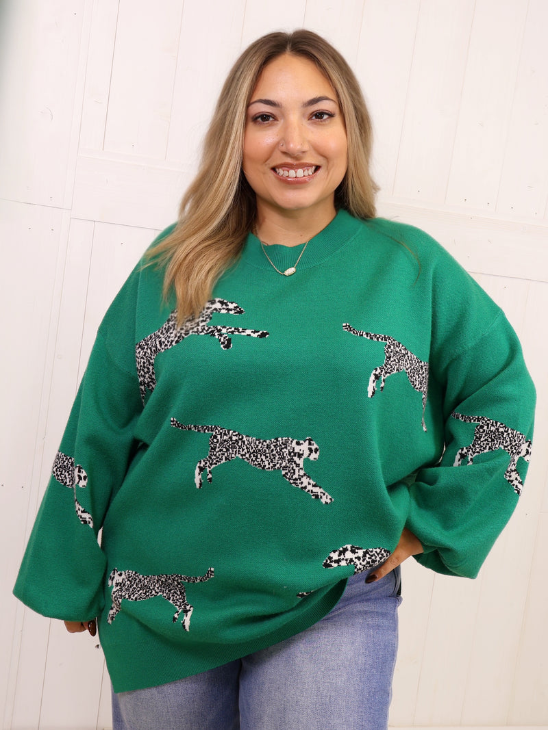 Curvy Cheetah Printed Sweater Pullover Top