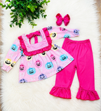 Girls Halloween Pumpkin Ruffle Outfit Set