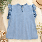 Women’s Evermmee Denim Ruffled Top
