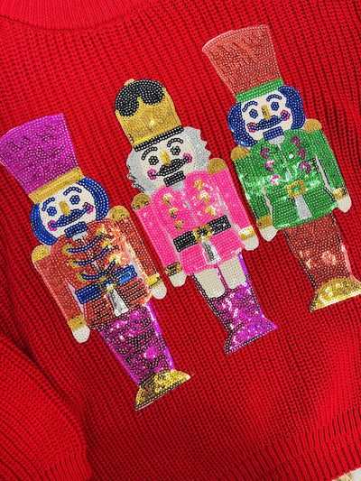 Girls Christmas Nutcracker Sequins Pullover Sweater