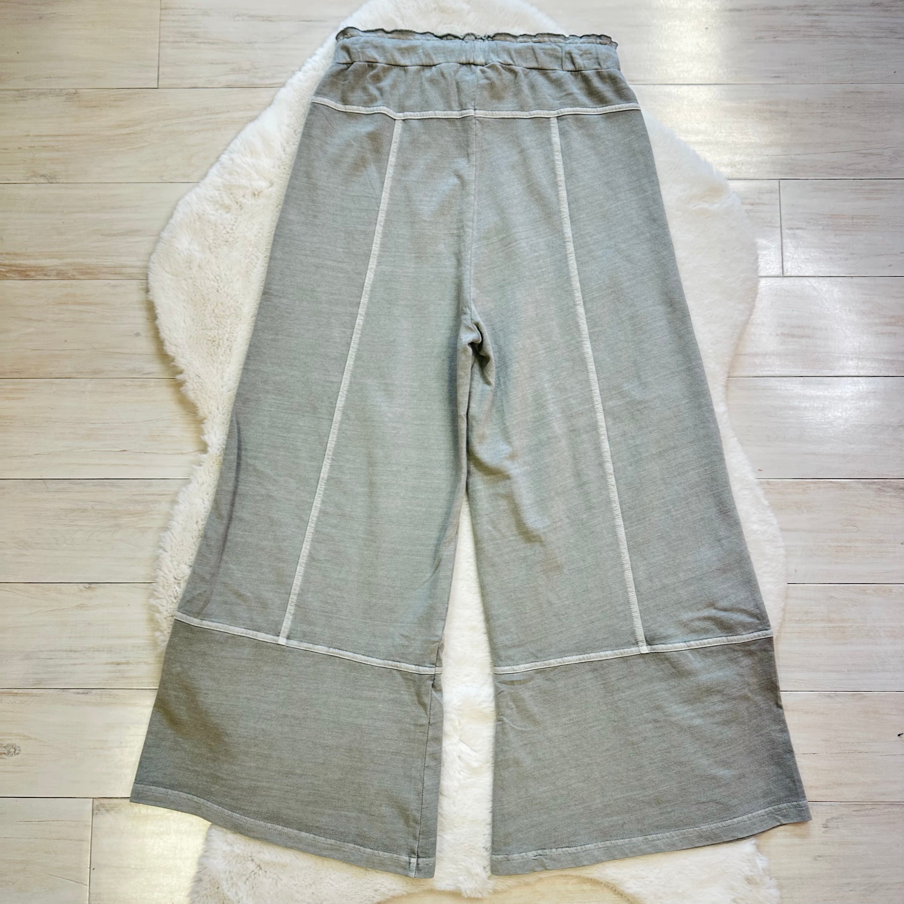 Women’s Grey Mineral Wash Wide Leg Pants